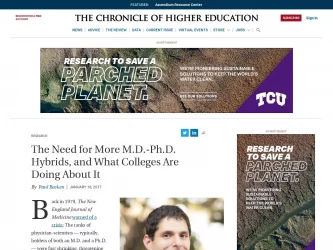 Chronicle of Higher Education: The Need for More M.D.-Ph.D. Hybrids, and What Colleges Are Doing About It