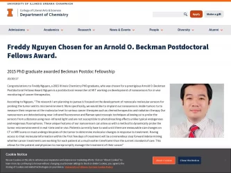 Freddy Nguyen Chosen for an Arnold O. Beckman Postdoctoral Fellows Award